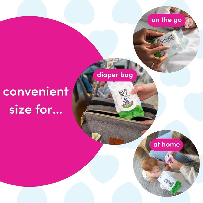 dapple Pacifier Wipes, for Baby and Toddlers, Diaper Bag Essentials, Fragrance Free 40 Ct, Pack of 3 - Image 3